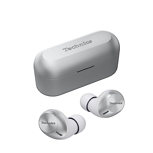 Technics EAH-AZ40M2ES kabellose Ohrhörer mit Noise Cancelling, Multipoint Bluetooth 3 Geräte, bequemer In-Ear-Kopfhörer mit integriertem Mikrofon, anpassbare Passform, Silber von Technics