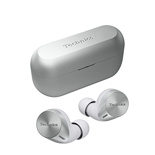 Technics EAH-AZ60M2ES kabellose Ohrhörer mit Noise Cancelling, Multipoint Bluetooth 3 Geräte, komfortable In-Ear-Kopfhörer Kabelloses Laden, Silber. von Technics