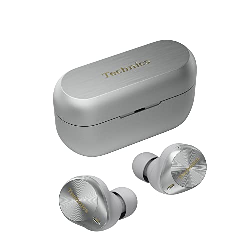 Technics EAH-AZ80E-S kabellose Ohrhörer mit Noise Cancelling, Multipoint Bluetooth 3 Geräte, bequemer In-Ear-Ohrhörer, Kabelloses Laden, Silber von Technics