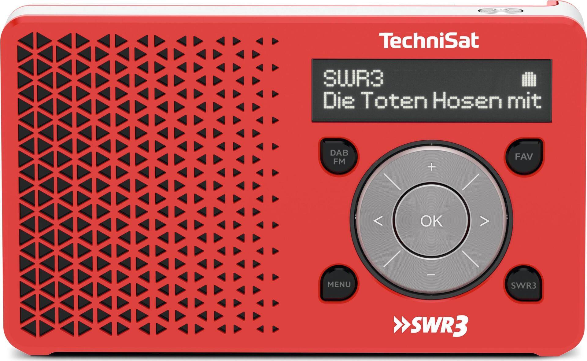 TechniSat DigitRadio 1 - SWR3 Edition - tragbares DAB-Radio - 1 Watt - Silber, Rot von Technisat