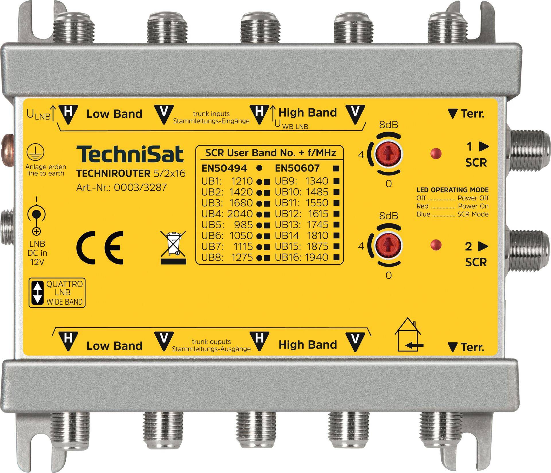 TechniSat TechniRouter 5/2x16 - Multischalter für Satellitensignal - Silber, Gelb TechniSat TechniRouter 5/2x16 - Multischalter für Satellitensignal - Silber, Gelb von Technisat