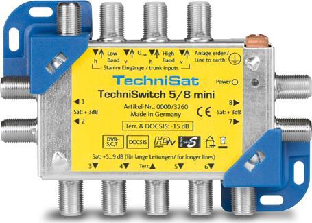 TechniSat TechniSwitch 5/8 mini - Multiswitch Satelliten-/terrestrisches Signal - Blau, Gelb von Technisat