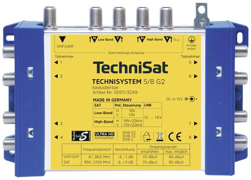 TechniSat Technisystem 5/8 G2, DC-NT SAT Multischalter Eingänge (Multischalter): 5 (4 SAT/1 terrest von Technisat