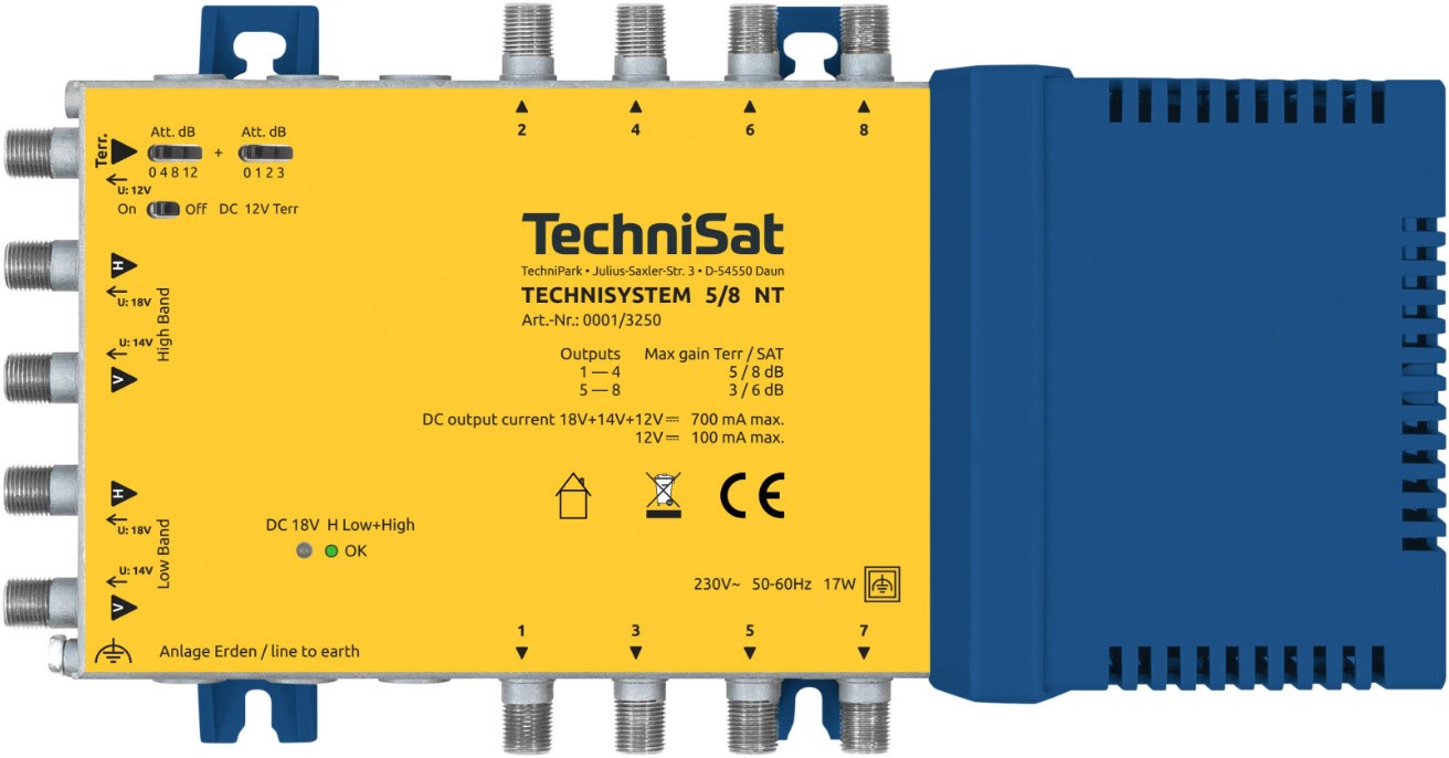 TechniSystem 5/8 NT Multischalter blau/gelb von Technisat