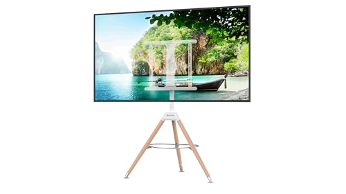 Technolenz | TV-Ständer aus Massivholz und Stahl, Ideal für Wohn- und Schlafzimmer, Büro oder Veranstaltungen | Höhenverstellbar und Drehbar, für TVs bis 60 | Hell, mit Ablage Technolenz | TV-Ständer aus Massivholz und Stahl, Ideal für Wohn- und Schlafzimmer, Büro oder Veranstaltungen | Höhenverstellbar und Drehbar, für TVs bis 60 | Hell, mit Ablage von Technolenz