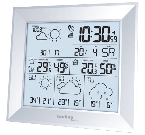 Technoline Direkt Wetter WD2000 Internet Wetterstation mit kostenloser Direkt Wetter App, WLAN Wetterstation, 4 Tagesvorhersage von Technoline