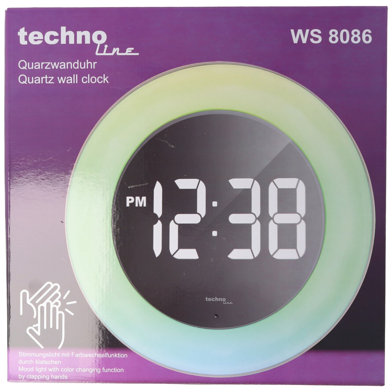 Technoline WS 8086 Quarzuhr mit Spiegel-LED-Display und Stimmungslicht mit Tisch und Wandhalter Technoline WS 8086 Quarzuhr mit Spiegel-LED-Display und Stimmungslicht mit Tisch und Wandhalter von Technoline