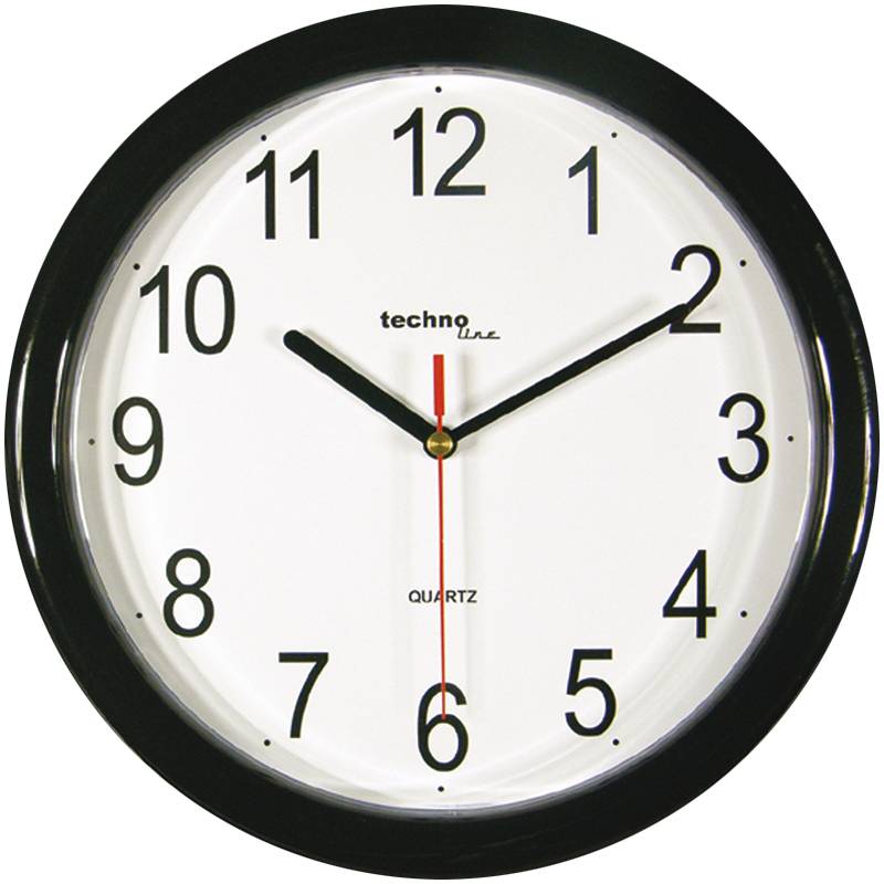 WT 600 - klassische Wanduhr mit Kunststoffrahmen in schwarz von Technoline von Technoline