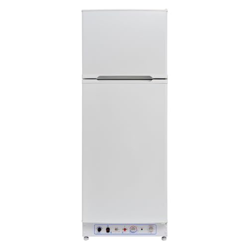 Techomey Gas Kühlschrank, Camping Kühlschrank Gas/230V, mit Gefrierfach, Großer Absorptionskühlschrank für Haus Ferienwohnung Chalet Mobilheim, 265L, Weiß von Techomey