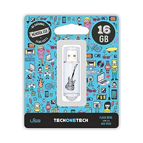 Tech One Tech Pendrive 16 GB Crazy Black Gitarre von Techonetech