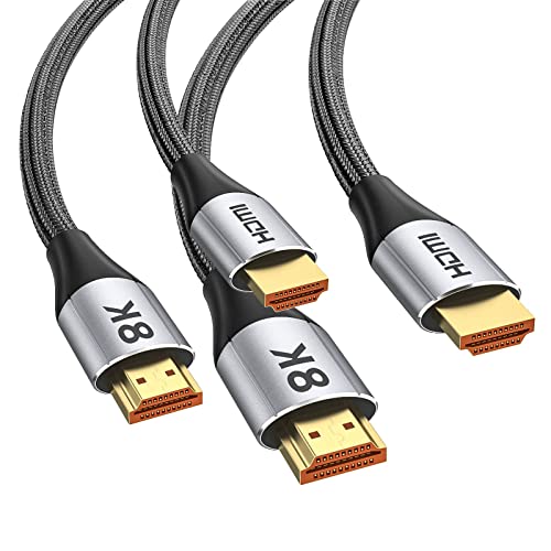 Techrum 2 Stück 8K HDMI 2.1 Kabel 3Meter,Ultra High Speed HDMI Kabel für 8K@60Hz, 4K@120Hz, HDR 4:4:4, 48Gbps, eARC, Dolby Vision, HDMI 2.1 2.0a/b, 3D, ARC kompatibel mit PS5, PS4 Pro, Blu Ray Player von Techrum