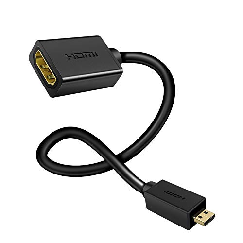 Techrum Micro HDMI Adapter Adapterkabel Micro HDMI auf HDMI Kabel Verlängerungskabel Vergoldete 4k 3D 20cm für Gopro, Tablet, Kamera, Laptop von Techrum