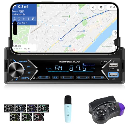 1 Din Autoradio mit Bluetooth - Bluetooth-Autoradio mit Handyhalterung - Freisprecheinrichtung, FM-Radio, USB/TF/AUX-Anschluss, Bunte Hintergrundbeleuchtung + Lenkradsteuerung + Mikrofon 1 Din Autoradio mit Bluetooth - Bluetooth-Autoradio mit Handyhalterung - Freisprecheinrichtung, FM-Radio, USB/TF/AUX-Anschluss, Bunte Hintergrundbeleuchtung + Lenkradsteuerung + Mikrofon von Techschermo