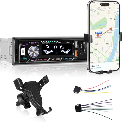 1 Din Autoradio mit Bluetooth - Bluetooth Autoradio mit Handyhalterung - Freisprecheinrichtung, FM-Radio, USB/TF/AUX-Anschluss, Bunte Hintergrundbeleuchtung 1 Din Autoradio mit Bluetooth - Bluetooth Autoradio mit Handyhalterung - Freisprecheinrichtung, FM-Radio, USB/TF/AUX-Anschluss, Bunte Hintergrundbeleuchtung von Techschermo