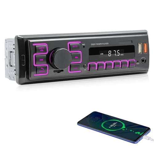 1 Din Autoradio mit Bluetooth - Bluetooth Autoradio mit UKW-Radio, Sprachsteuerung, APP-Speicherplatz, Freisprecheinrichtung, Abschaltspeicher, AUX/TF/USB-Eingang, Bunte Hintergrundbeleuchtung 1 Din Autoradio mit Bluetooth - Bluetooth Autoradio mit UKW-Radio, Sprachsteuerung, APP-Speicherplatz, Freisprecheinrichtung, Abschaltspeicher, AUX/TF/USB-Eingang, Bunte Hintergrundbeleuchtung von Techschermo