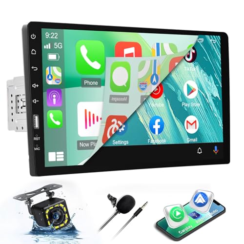 1 Din Autoradio mit Carplay & Android Auto - 9 Zoll Touchscreen Autoradio mit EQ, Mirror Link, Bluetooth, FM Radio, SWC + Rückfahrkamera 1 Din Autoradio mit Carplay & Android Auto - 9 Zoll Touchscreen Autoradio mit EQ, Mirror Link, Bluetooth, FM Radio, SWC + Rückfahrkamera von Techschermo