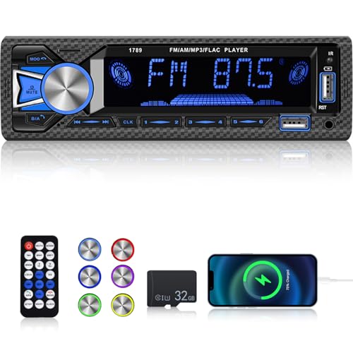 1 Din Autoradio mit Dual Bluetooth - Din 1 Autoradio mit FM Radio, USB/AUX/TF Eingang + 32G TF Karte + Drahtlose Fernbedienung von Techschermo