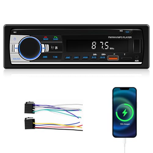 1 Din Autoradio mit EQ - Bluetooth Autoradio mit APP-Steuerung, FM-Radio, Freisprecheinrichtung, USB/AUX/TF-Eingang von Techschermo