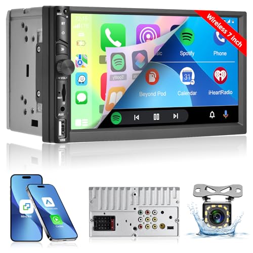 2 Din Radio mit Drahtlosem Carplay & Android Auto - 7 Zoll Touchscreen Carplay autoradio mit Mirror Link EQ Bluetooth FM Radio SWC AUX USB + Rückfahrkamera 2 Din Radio mit Drahtlosem Carplay & Android Auto - 7 Zoll Touchscreen Carplay autoradio mit Mirror Link EQ Bluetooth FM Radio SWC AUX USB + Rückfahrkamera von Techschermo