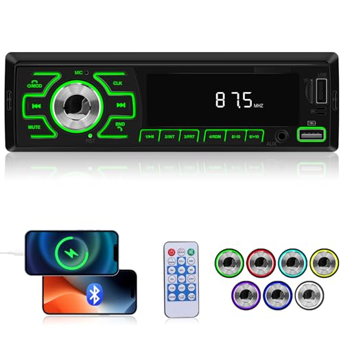 Autoradio Bluetooth - Autoradio 1 Din mit FM-Radio APP-Standort Ausschaltspeicher AUX TF USB-Disketteneingang Leistungsverstärker + Fernbedienung von Techschermo