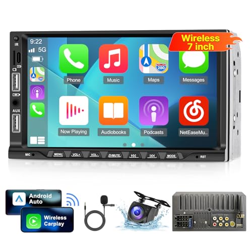 Doppel Din Radio mit Drahtlos Carplay und Android Auto - 7 Zoll Autoradio Doppel Din mit FM Radio, GPS Navigation, Multiple UI, Bluetooth 5.1, USB/AUX mit Rückfahrkamera Doppel Din Radio mit Drahtlos Carplay und Android Auto - 7 Zoll Autoradio Doppel Din mit FM Radio, GPS Navigation, Multiple UI, Bluetooth 5.1, USB/AUX mit Rückfahrkamera von Techschermo