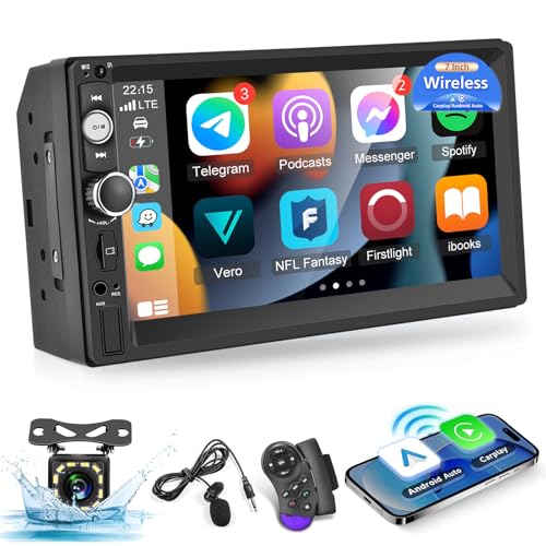 Techschermo 2 Din Radio mit Drahtlos Carplay & Android Auto - 7 Zoll Touchscreen Doppel Din autoradio mit EQ, Spiegelnder Link, FM Radio, Bluetooth, TF/AUX/USB Port, Lenkradsteuerung + Rückfahrkamera Techschermo 2 Din Radio mit Drahtlos Carplay & Android Auto - 7 Zoll Touchscreen Doppel Din autoradio mit EQ, Spiegelnder Link, FM Radio, Bluetooth, TF/AUX/USB Port, Lenkradsteuerung + Rückfahrkamera von Techschermo