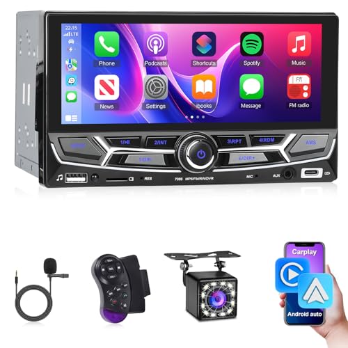 Techschermo 2 Din Radio mit Carplay & Android Auto - 6,86 Zoll Touchscreen Doppel Din Radio mit Spiegelnder Link, EQ, Bluetooth, FM Radio, AUX/USB/Type-C Anschluss, Lenkradsteuerung + Rückfahrkamera Techschermo 2 Din Radio mit Carplay & Android Auto - 6,86 Zoll Touchscreen Doppel Din Radio mit Spiegelnder Link, EQ, Bluetooth, FM Radio, AUX/USB/Type-C Anschluss, Lenkradsteuerung + Rückfahrkamera von Techschermo