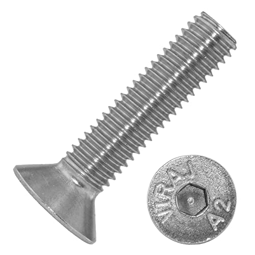 Techtanium® Senkkopfschrauben M10 x 16 mm mit Innensechskant (ISK) aus Edelstahl A2 (5 Stück) | Senkschrauben | DIN 7991 von Techtanium