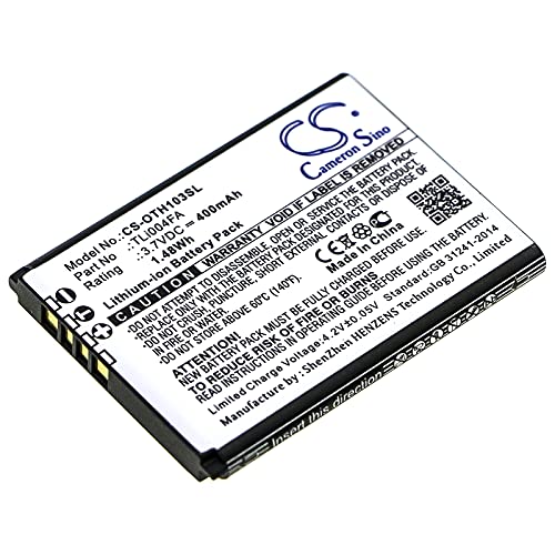 TCTK Akkus 400mAh Kompatibel mit [Alcatel] OneTouch 1013X, OneTouch 1035D, 1046D, OT-1013X, OT-1035D, OT-1046D Ersetzt TLi004FA FBA von Techtek