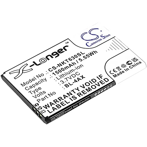 TCTK Akkus 1500mAh Kompatibel mit [Nokia] 6300 4G, 8000 4G, TA-1286, TA-1287, TA-1291, TA-1294, TA-1300, TA-1303, TA-1305, TA-1311, TA-1324, TA1307 Ersetzt BL-4AX, BL-4XL von Techtek