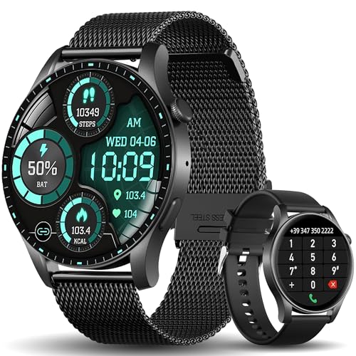 Techtrix Smartwatch Herren ， 21+ Sportmodi Fitnessuhr Damen Runde mit Pulsmesser, Schlafmonitor, SpO2, IP68 wasserdichte Schrittzähler Uhr Damen, Fitness Tracker kompatibel mit Android/IOS，Black von Techtrix