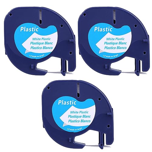 3 Etikettenband kompatibel für Dymo Letratag 91201 Plastic Label Tapes for LT-100H LT-100T LT-110T QX50, XR, XM,200B 2000 Plus Label Beschriftungsgerät Schwarz auf Weiß von TeckTek
