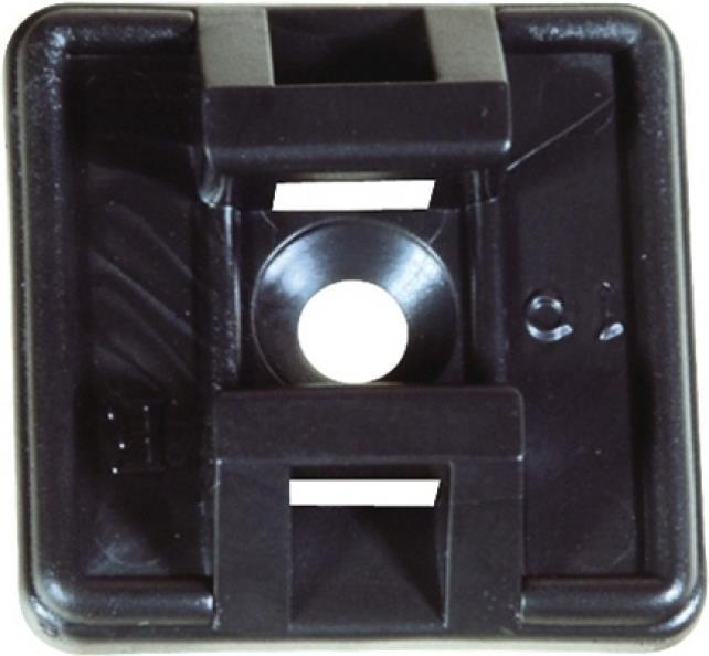 Befestigungssockel für Kabelbinder bis 4,8 mm Breite, schwarz, VE 100 Stück Selbstklebender Sockel zum Fixieren der Kabel mit Kabelbindern (690048S) von Tecline
