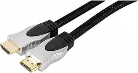 High Speed HDMI Kabel mit Ethernet, High Quality , vergoldet, HDMI St. A / St. A, Geflechtmantel, schwarz, 5,0 m mit optisch ansprechendem Geflechtmantel (127922) von Tecline