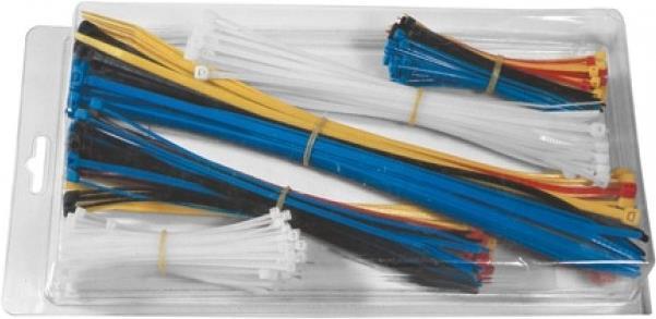 Kabelbinder Sortiment, 650 Stück farbig sortiert und verschiedene Größen (200 Stück 98 x 2,5mm, 250 Stück 200 x 2,3mm, 200 Stück 280 x 4,8mm) Sortiment von farbig gemixten Kabelbindern in einer Box (69000003) von Tecline