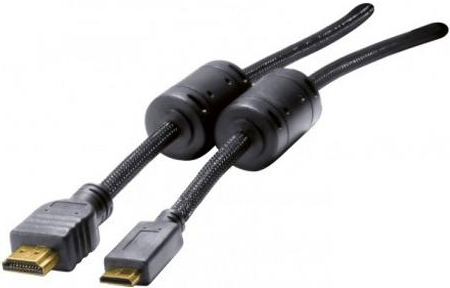Mini HDMI Kabel, High Speed HDMI, vergoldet, HDMI St. A / HDMI Mini St. C, 1,5 m Hochwertiges Anschlusskabel zur Übertragung von digitalen Monitor- und TV-Signalen (128269) von Tecline