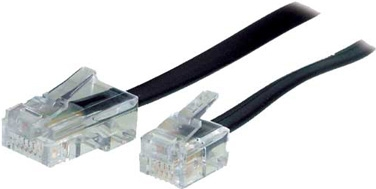 Modular-Anschlusskabel, RJ11 St. (6P4C) / RJ45 St. (8P4C), schwarz, 15,0 m Zum Anschluss von Telefonen und Faxgeräten an die strukturierte Verkabelung (74315) von Tecline