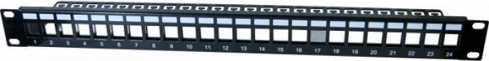 Modulträger für 24 Keystone -Anschlussbuchsen, 48,30cm (19), 1 HE, schwarz Zum Aufbau eines Patchfeldes mit bis zu 16 Ports (258156) von Tecline