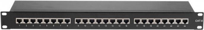 Patchfeld, Cat. 6, 24 Port, STP, 1 HE, 48,30cm (19), schwarz Cat 6 Patchfeld mit 24 Ports (257280) von Tecline