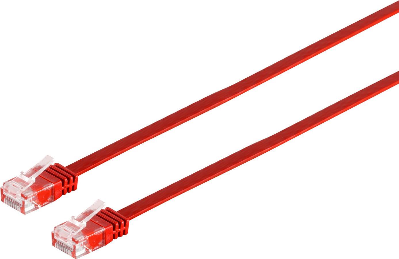 Patchkabel Cat.6 U/UTP, ungeschirmt, flach, rot, 10.0m superflaches Patchkabel z.B. für die Verlegung unter Teppichböden und Fußleisten (77810r) von Tecline