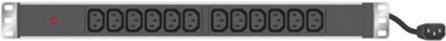 Tecline 48,30cm (19") PDU 12 x IEC13 Buchse im Alugeh�use 1HE, 3 x 1,5mm Kabel 2,5m, RAL 9005 schwarz kosteneffiziente PDU mit Aluminium Geh�use (808902) von Tecline