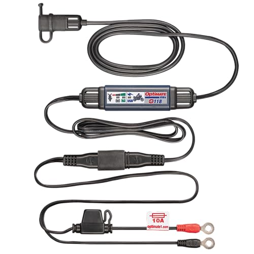 Optimate USB O-118, intelligentes Inline-3300mA Motorrad-USB-C-Ladegerät, mit Standby-Modus und Fahrzeugbatteriemonitor von Tecmate