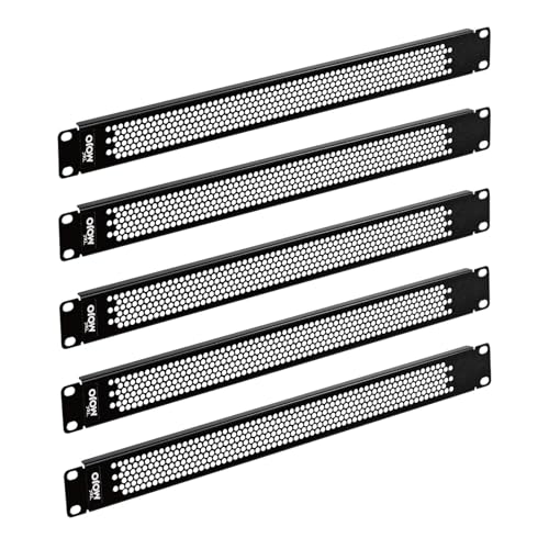 Tecmojo 1U Blindplatte, Metall-Rack-Blindplatte, universelle Rack-Montageplatte für 48,3 cm (19 Zoll) Server-Netzwerk-Rack-Gehäuse, belüftet, Schwarz, 5 Stück von Tecmojo