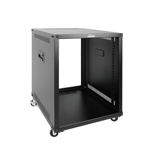 Tecmojo 12U Tragbares Rollendes Netzwerk-Rack, 4-Posten-mobiles offenes Rahmen-Server-Rack mit Rädern, 19-Zoll-kleiner Server-Rack-Schrank von Tecmojo