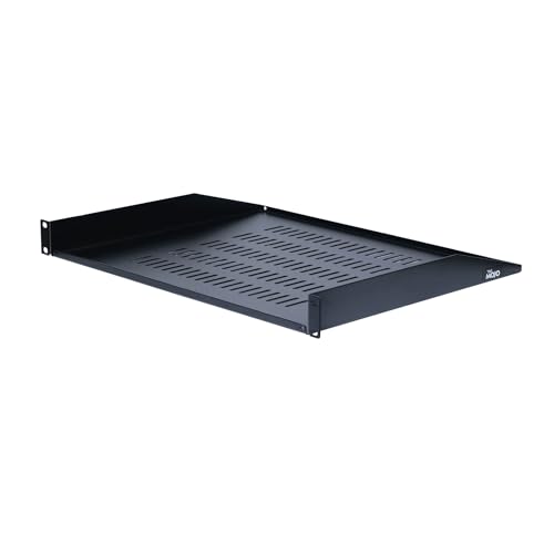 Tecmojo 1U Server-Rack-Regal, 360 mm tiefes Rack-Regal, belüftetes freitragender Regalboden für 48,3 cm Server-Racks und Netzwerkschränke, Tragkraft 20 kg, schwarz, mit Lippe von Tecmojo