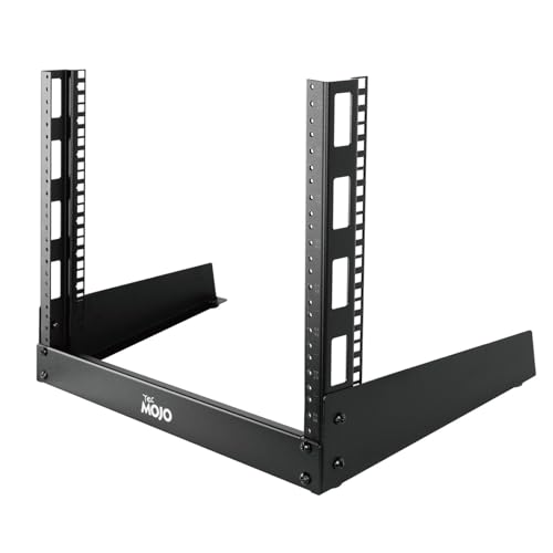Tecmojo 2 Pfosten 8U Desktop-Trennregal, klein, offener Rahmen, für 48,3 cm (19 Zoll) AV/Daten/Audio/Studio-Ausrüstung, freistehend, Heim-/Büroregal, Gewindeloch von Tecmojo