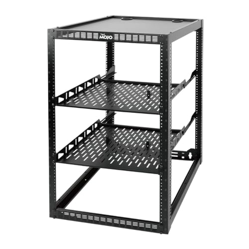 TECMOJO 20U Netzwerk-Rack mit offenem Rahmen für IT- und AV-Geräte, AV-Rack, bodenstehend oder zur Wandmontage, mit 2 1U-Rack-Regalen und Montagematerial, Netzwerk-Rack für 48,3 cm Netzwerk, Audio- von Tecmojo