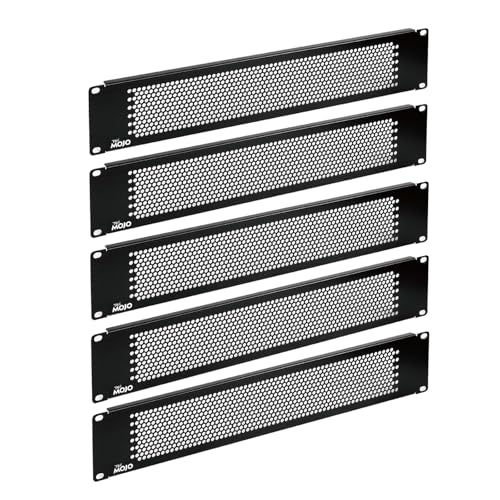 Tecmojo 2U Blindplatte, Rack-Montageplatte für 48,3 cm (19 Zoll) Server-Rack, Netzwerk-Rack, Gehäuse und Schränke, belüftet, Schwarz, 5 Stück von Tecmojo