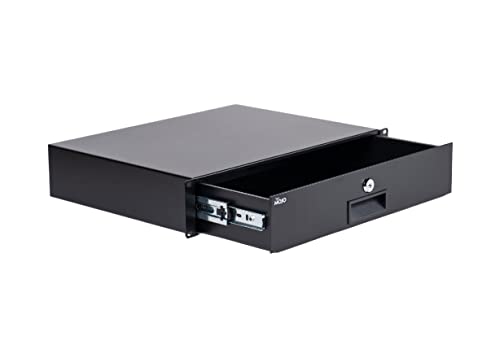 Tecmojo 2U Schubladenhalterung, 10 kg, sichere abschließbare Stahlschublade für 48,3 cm (19 Zoll) Netzwerkgeräte/Server/AV-Rack oder Schrankgehäuse von Tecmojo