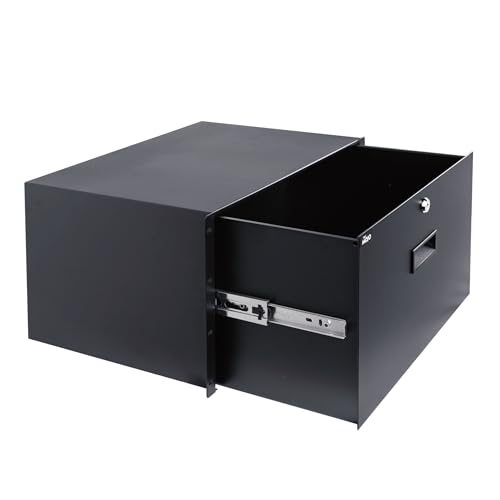 Tecmojo 6U Schubladenhalterung, 10 kg, sichere abschließbare Stahl-Schublade für 48,3 cm (19 Zoll) Netzwerkgeräte/Server/AV-Rack oder Schrankgehäuse von Tecmojo
